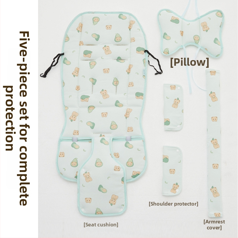 Ratiem sedes spilventiņš – visu sezonu, divpusējs, priekšējā aizsardzība; Materiāli: tīra kokvilna + zīda diegi + ice silk; vecums 0–1 g; pielāgojama