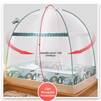 Ágyhoz szúnyogháló — mongol jurta stílus, rajzfilm dizájn, poliészter, üvegszálas keret, szerelés nélkül