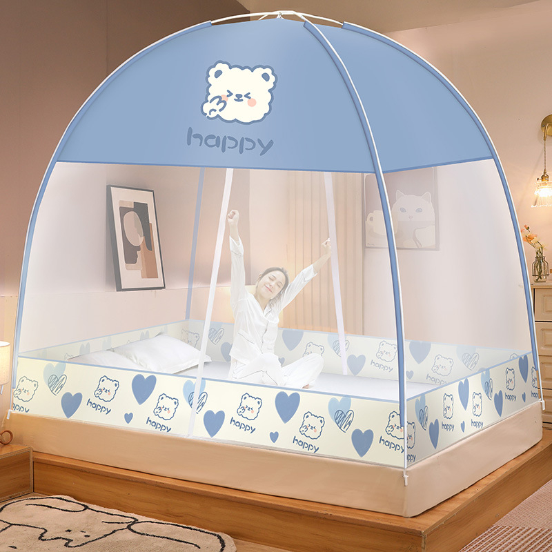 Ágyhoz szúnyogháló — mongol jurta stílus, rajzfilm dizájn, poliészter, üvegszálas keret, szerelés nélkül