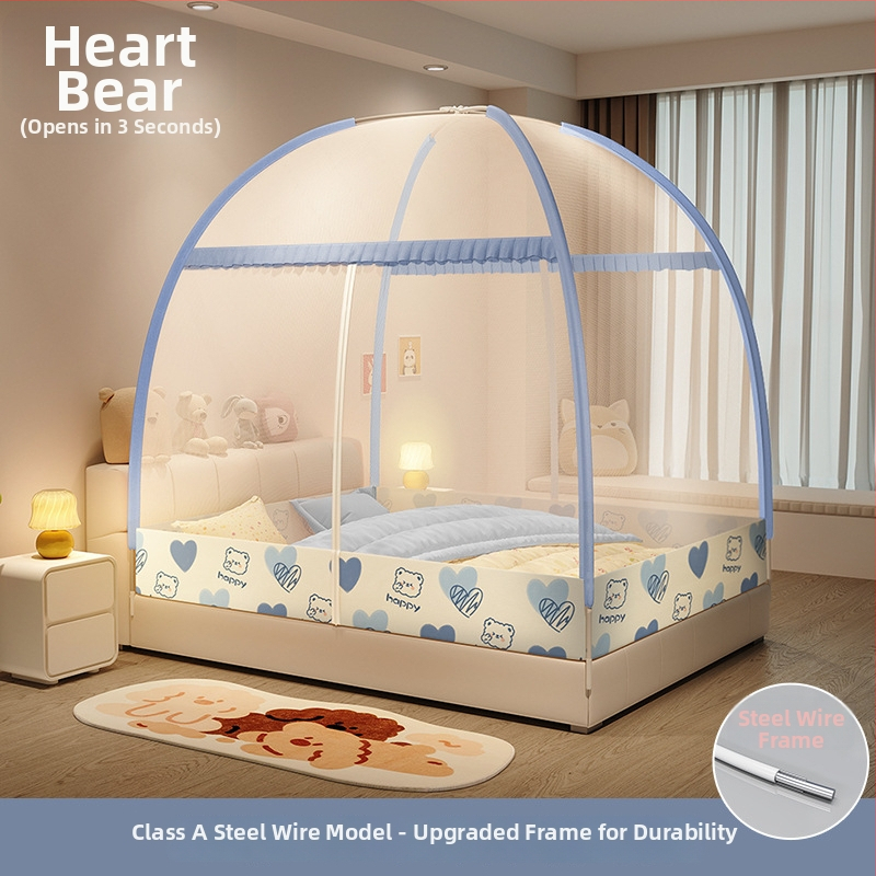 Ágyhoz szúnyogháló — mongol jurta stílus, rajzfilm dizájn, poliészter, üvegszálas keret, szerelés nélkül