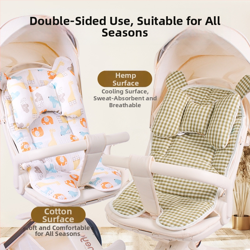 Kūdikių vežimėlio sėdynės pagalvėlė, medžiaga: poliesterio pluoštas + ramie, neslystanti