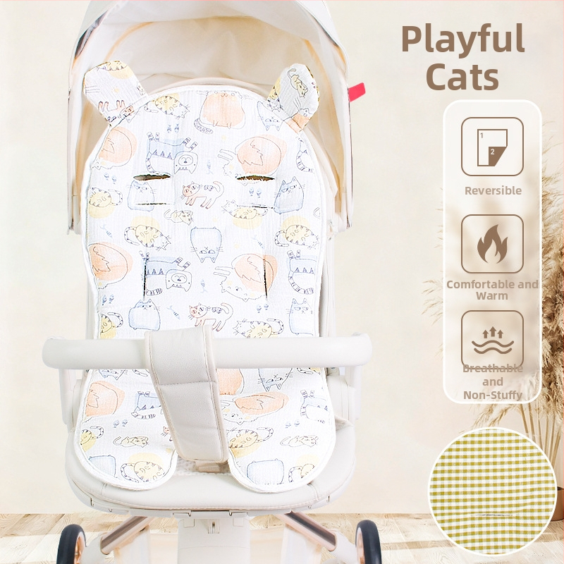 Kūdikių vežimėlio sėdynės pagalvėlė, medžiaga: poliesterio pluoštas + ramie, neslystanti