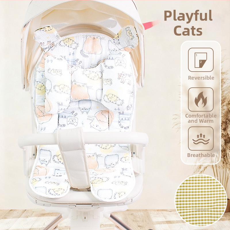 Kūdikių vežimėlio sėdynės pagalvėlė, medžiaga: poliesterio pluoštas + ramie, neslystanti