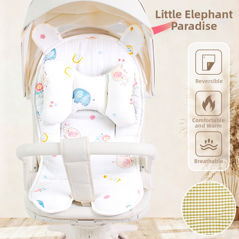 Kūdikių vežimėlio sėdynės pagalvėlė, medžiaga: poliesterio pluoštas + ramie, neslystanti