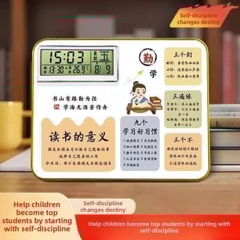 Modinātājs ar fotogrāfiju rāmi un displeja statīvu, foto tablo, termometrs, kalendārs, Mēness fāze, nedēļas diena