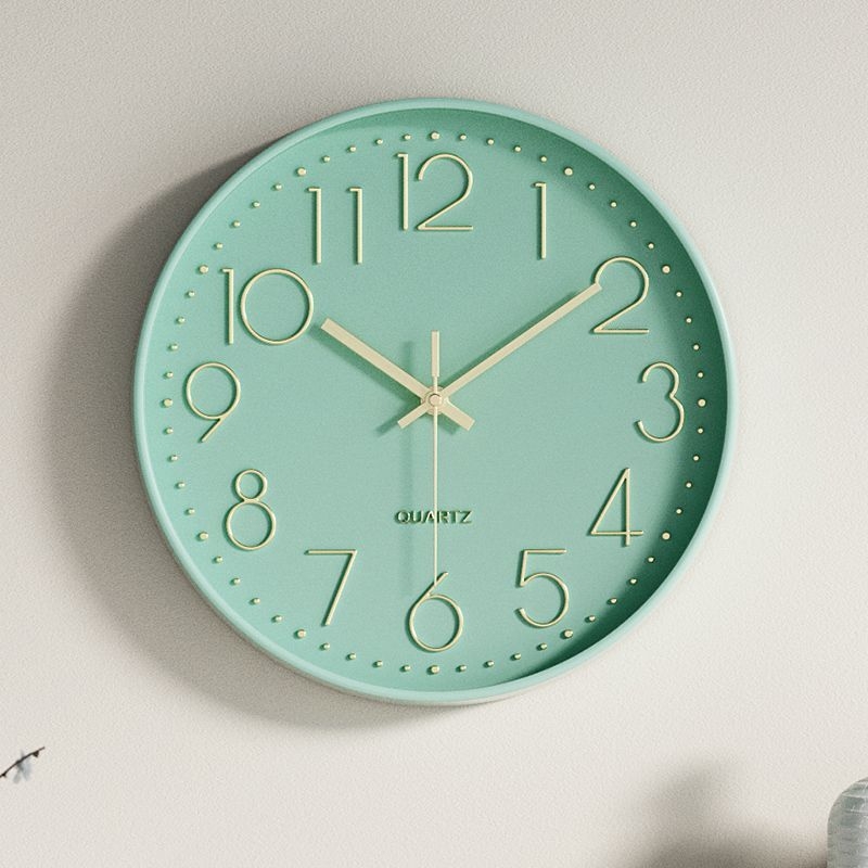 Sienas pulkstenis ar 3D cipariem, mūsdienīgs minimālais dizains, Zetao kvarca mehānisms, darbība ar sausu bateriju, plastmasas korpuss un cipferis