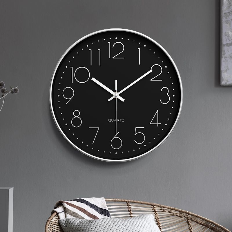 Sienas pulkstenis ar 3D cipariem, mūsdienīgs minimālais dizains, Zetao kvarca mehānisms, darbība ar sausu bateriju, plastmasas korpuss un cipferis