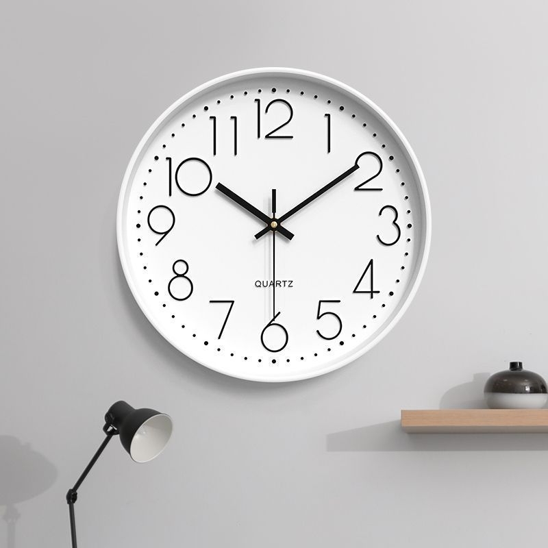 Sienas pulkstenis ar 3D cipariem, mūsdienīgs minimālais dizains, Zetao kvarca mehānisms, darbība ar sausu bateriju, plastmasas korpuss un cipferis