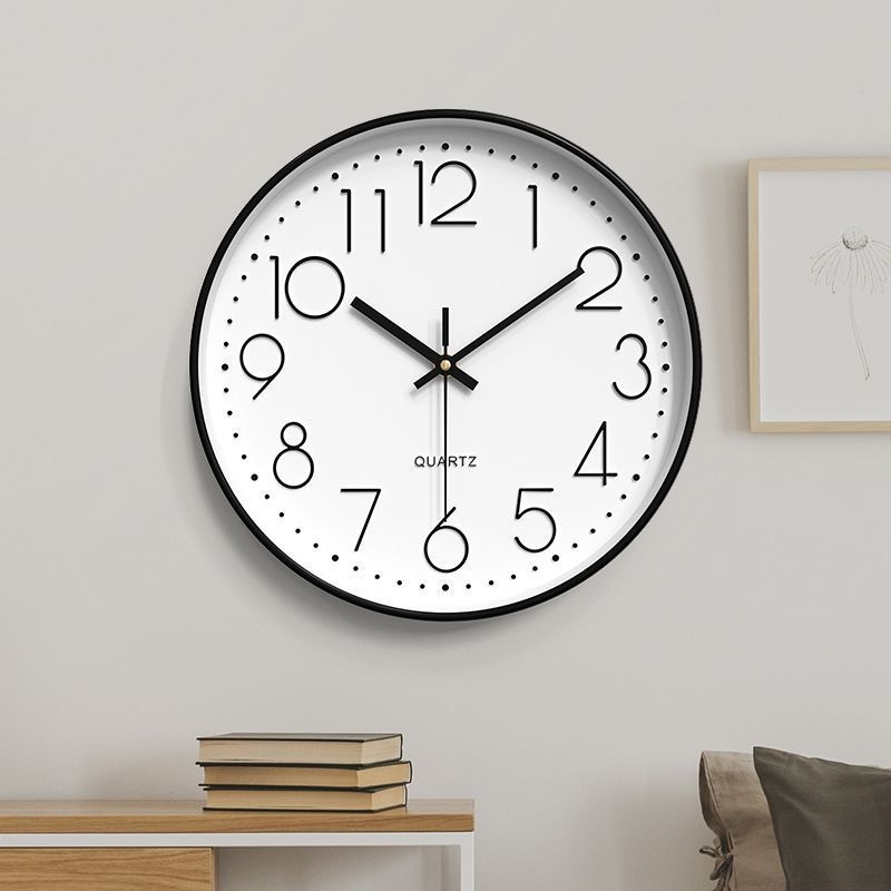 Sienas pulkstenis ar 3D cipariem, mūsdienīgs minimālais dizains, Zetao kvarca mehānisms, darbība ar sausu bateriju, plastmasas korpuss un cipferis