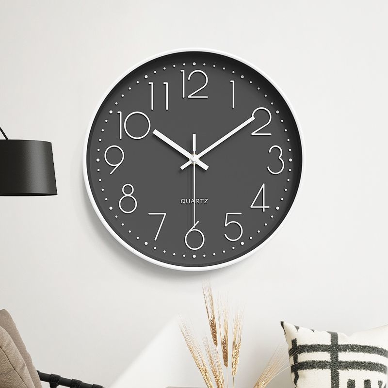 Sienas pulkstenis ar 3D cipariem, mūsdienīgs minimālais dizains, Zetao kvarca mehānisms, darbība ar sausu bateriju, plastmasas korpuss un cipferis