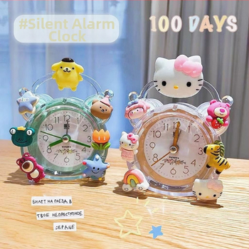 Bērnu galda pulkstenis ar klusu signālu, LED un analogo displeju, mehāniskais dzinējs, darbība ar sausām baterijām