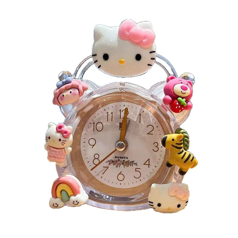 Bērnu galda pulkstenis ar klusu signālu, LED un analogo displeju, mehāniskais dzinējs, darbība ar sausām baterijām