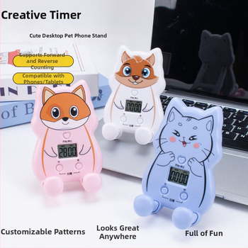 Karikatūrinis stalinis laikmatis – galingas signalas, daugybinis virtuvės laikmatis, atskaitos funkcija ir telefono laikiklis