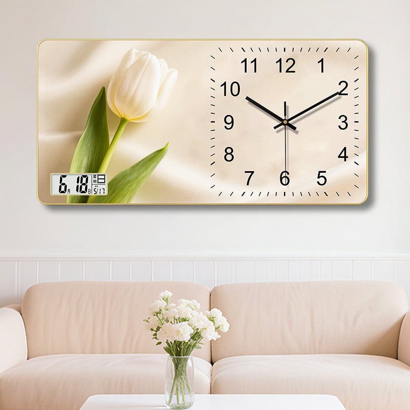 Négyzet alakú falióra, sweep mozgás, számjegy kijelző, nappalira