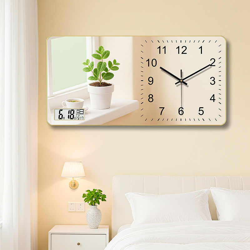 Négyzet alakú falióra, sweep mozgás, számjegy kijelző, nappalira