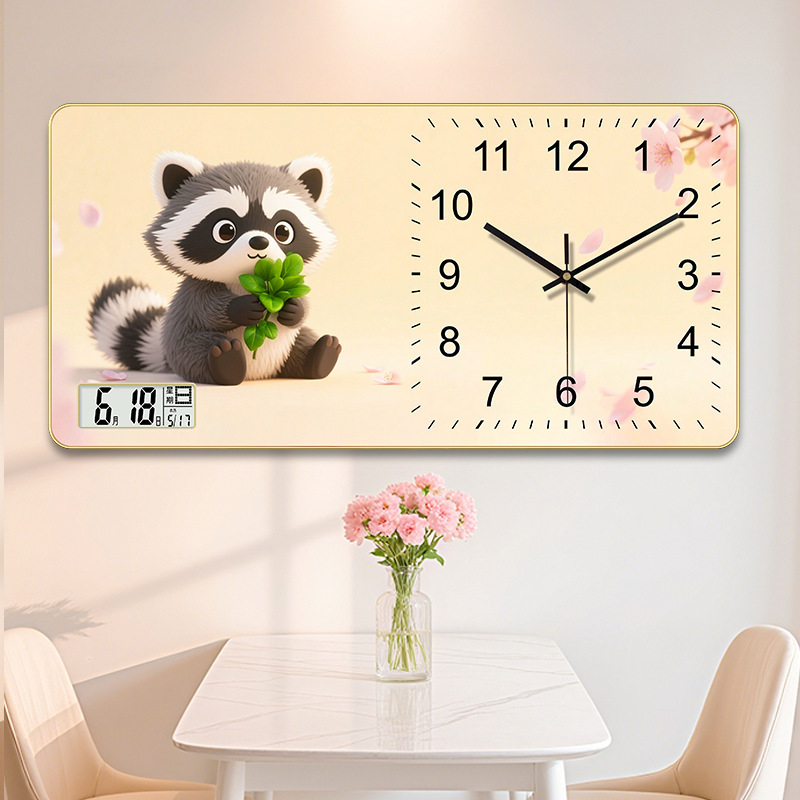 Négyzet alakú falióra, sweep mozgás, számjegy kijelző, nappalira