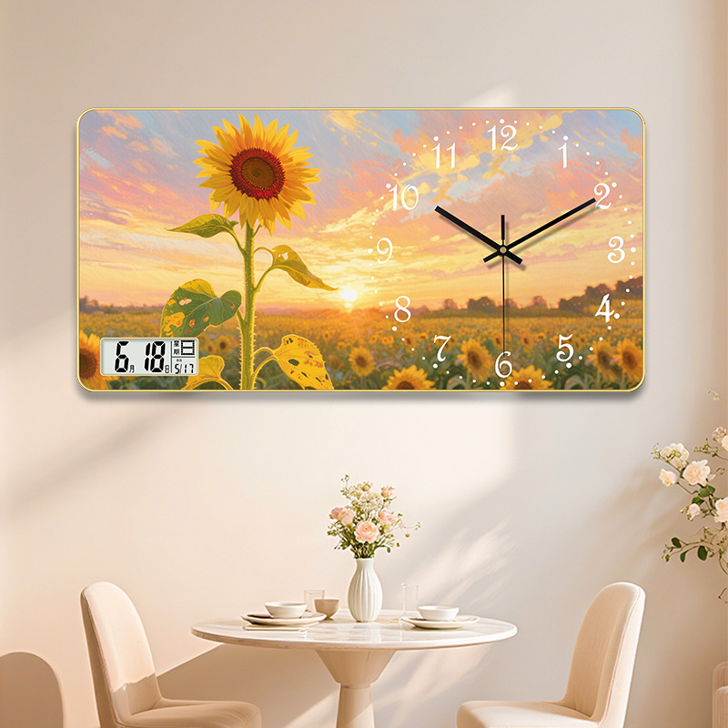 Négyzet alakú falióra, sweep mozgás, számjegy kijelző, nappalira