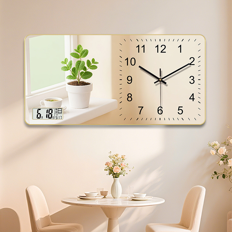Négyzet alakú falióra, sweep mozgás, számjegy kijelző, nappalira