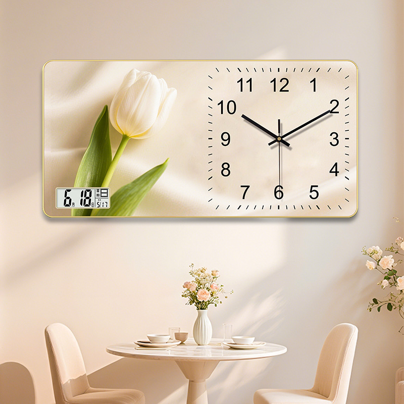 Négyzet alakú falióra, sweep mozgás, számjegy kijelző, nappalira