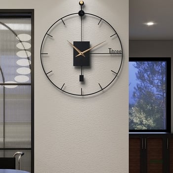 Sienas pulkstenis dzīvojamajai telpai, analogo displejs ar rādītājiem, ar bateriju, Sun movement mehānisms, metāla korpuss, metālisks ciparnīca