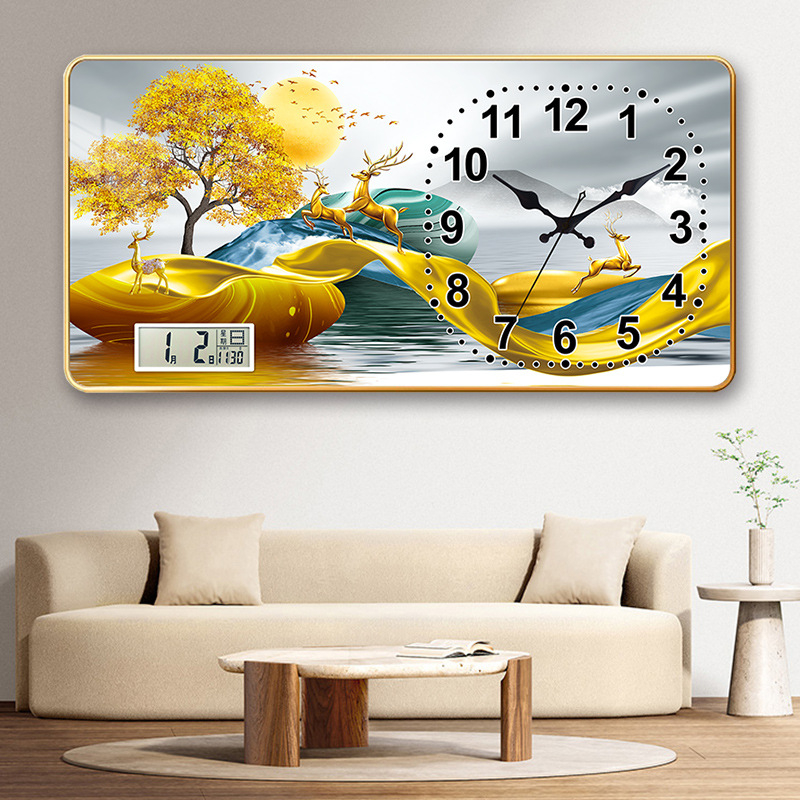 Fali óra LCD kijelzővel és öröknaptárral, téglalap alakú modern dizájn, Seiko kvarc mozgás, akkumulátorral működik