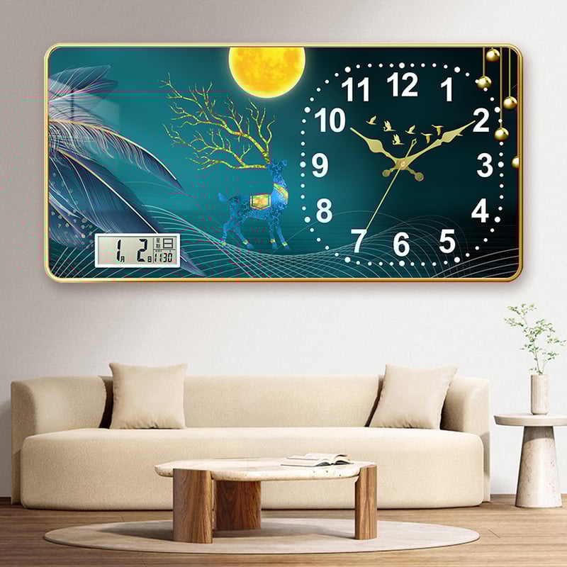 Fali óra LCD kijelzővel és öröknaptárral, téglalap alakú modern dizájn, Seiko kvarc mozgás, akkumulátorral működik