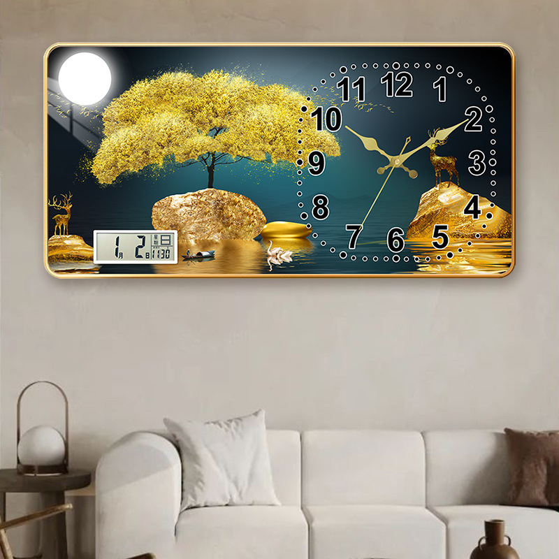 Fali óra LCD kijelzővel és öröknaptárral, téglalap alakú modern dizájn, Seiko kvarc mozgás, akkumulátorral működik