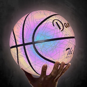 Reflektív fényű kosárlabda éjszakai világítással, fluoreszcens bevonattal, kopásálló, csúszásmentes, puha bőr felületű, felnőttek és tinédzserek számára