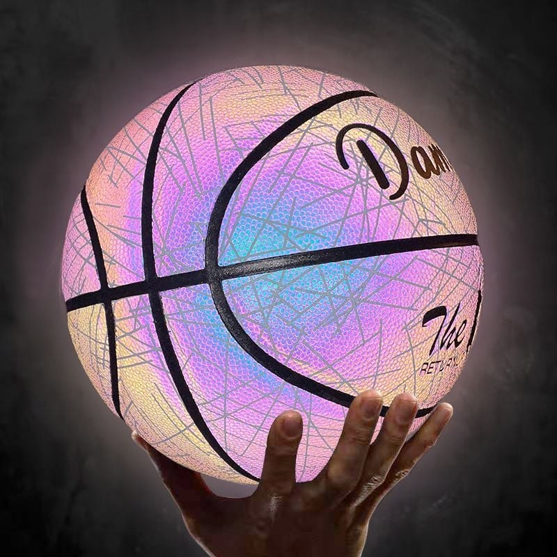 Reflektív fényű kosárlabda éjszakai világítással, fluoreszcens bevonattal, kopásálló, csúszásmentes, puha bőr felületű, felnőttek és tinédzserek számára