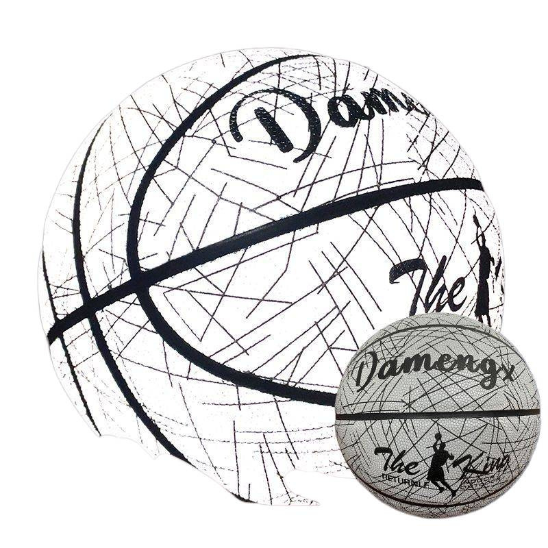 Reflektív fényű kosárlabda éjszakai világítással, fluoreszcens bevonattal, kopásálló, csúszásmentes, puha bőr felületű, felnőttek és tinédzserek számára