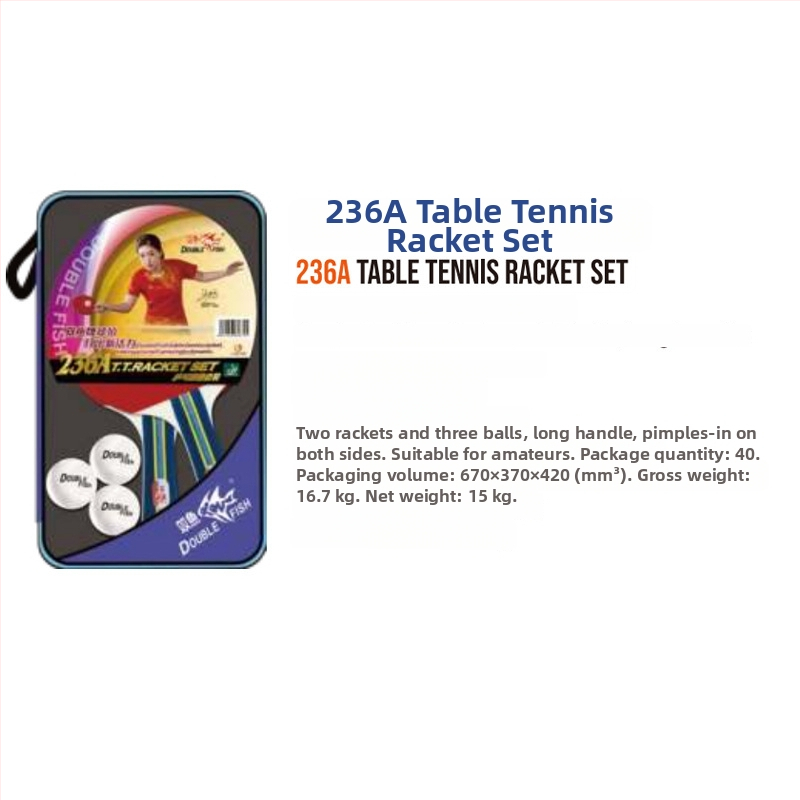 Pisces lauatennise reket A026/A036, kahekülgne anti-kleepuva kumm, 126A/136A, treeninguks ja mängimiseks