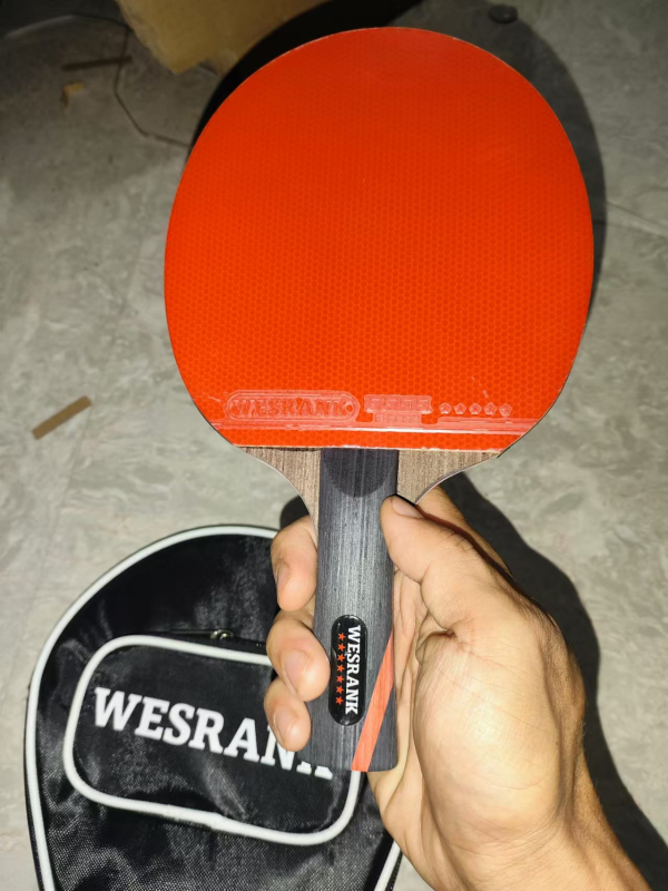 Karbonfiiber lauatennise reket konkurentsinili tasemel, pimples kumm, sirge haardega, mudel F98T7S787T57H9, hinnang 9 tärni/7 tärni