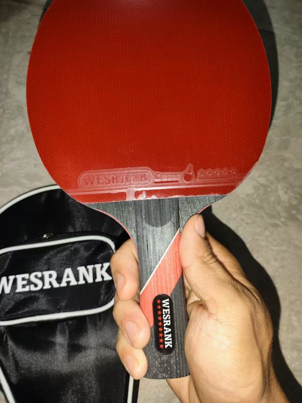 Karbonfiiber lauatennise reket konkurentsinili tasemel, pimples kumm, sirge haardega, mudel F98T7S787T57H9, hinnang 9 tärni/7 tärni