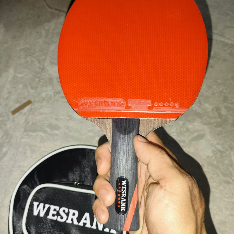 Karbonfiiber lauatennise reket konkurentsinili tasemel, pimples kumm, sirge haardega, mudel F98T7S787T57H9, hinnang 9 tärni/7 tärni