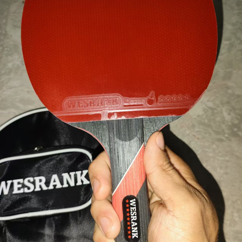 Karbonfiiber lauatennise reket konkurentsinili tasemel, pimples kumm, sirge haardega, mudel F98T7S787T57H9, hinnang 9 tärni/7 tärni