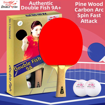 Double Fish/Pisces lauatennise reket, süsinikkiust pind, reverse-liim kumm, horisontaalne käepide, Guangzhou päritolu