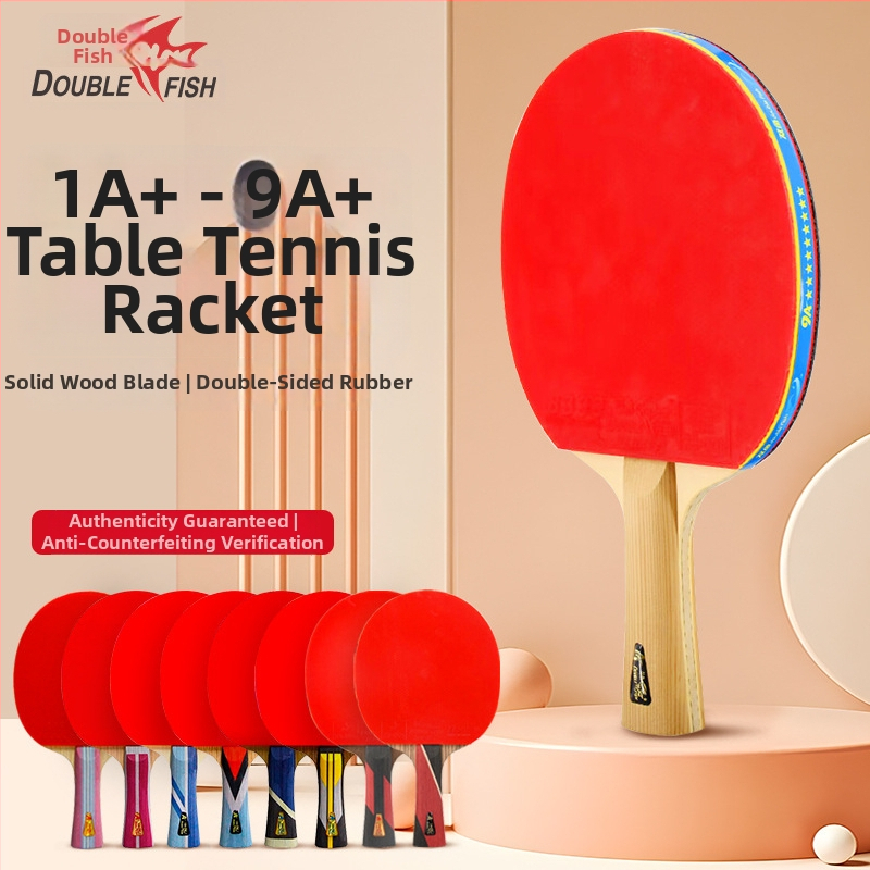 Double Fish/Pisces lauatennise reket, süsinikkiust pind, reverse-liim kumm, horisontaalne käepide, Guangzhou päritolu