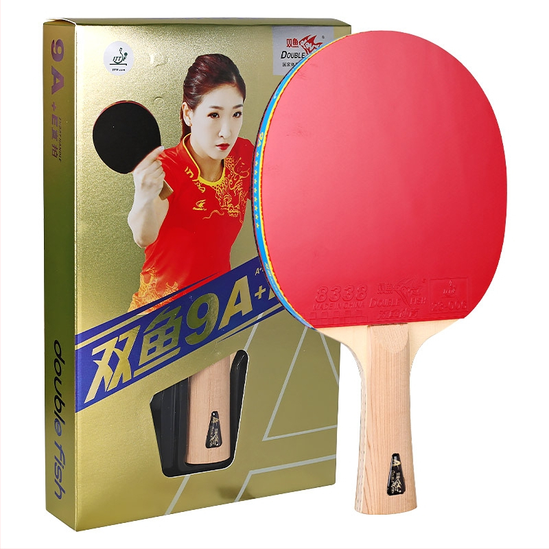 Double Fish/Pisces lauatennise reket, süsinikkiust pind, reverse-liim kumm, horisontaalne käepide, Guangzhou päritolu