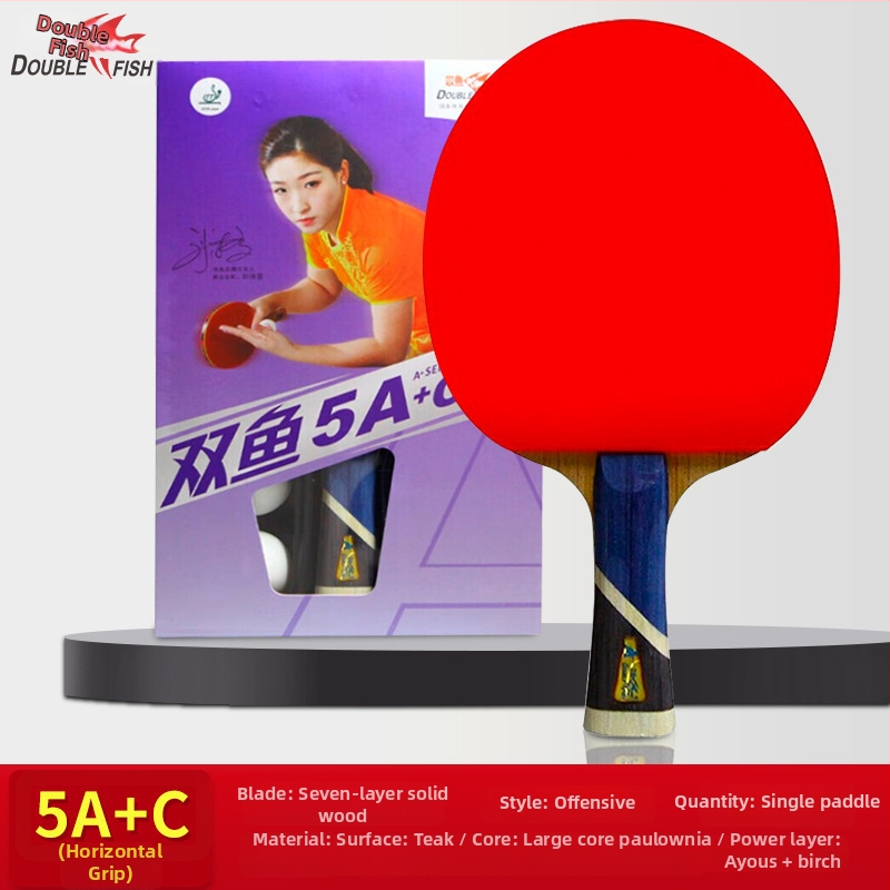 Double Fish/Pisces lauatennise reket, süsinikkiust pind, reverse-liim kumm, horisontaalne käepide, Guangzhou päritolu