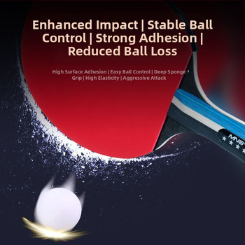 Kahesuunaline lauatennise pallrõivas algajatele ja lastele, kõrge elastsus; Basswood plaat; kumm Long-glue; löögitüüp Direct shot; sobib badmintonile ja tennisele