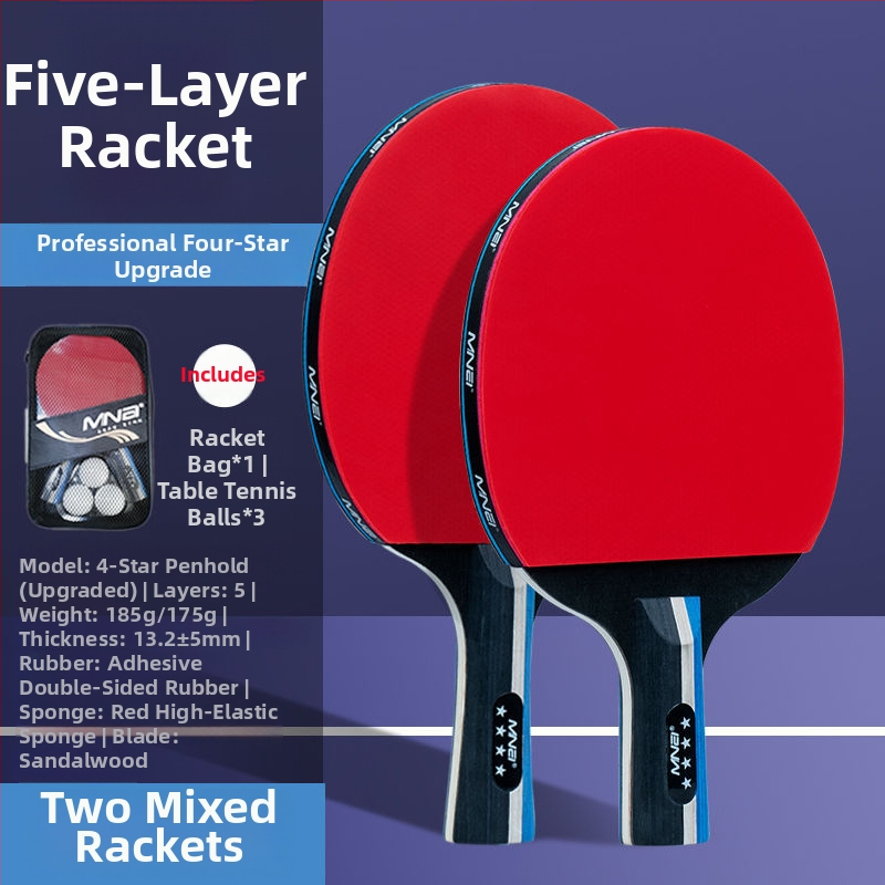 Kahesuunaline lauatennise pallrõivas algajatele ja lastele, kõrge elastsus; Basswood plaat; kumm Long-glue; löögitüüp Direct shot; sobib badmintonile ja tennisele