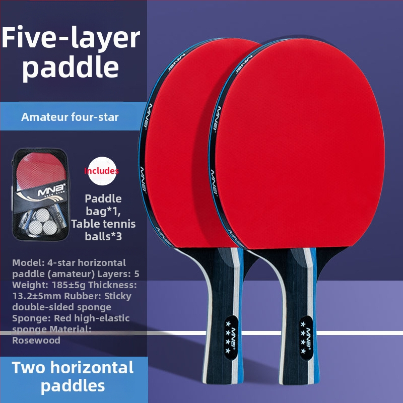 Kahesuunaline lauatennise pallrõivas algajatele ja lastele, kõrge elastsus; Basswood plaat; kumm Long-glue; löögitüüp Direct shot; sobib badmintonile ja tennisele