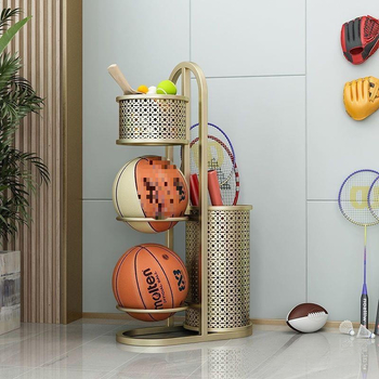 Raft de depozitare pentru echipament sportiv acasă, pentru mingi de baschet, mingi de volei și rachete de badminton