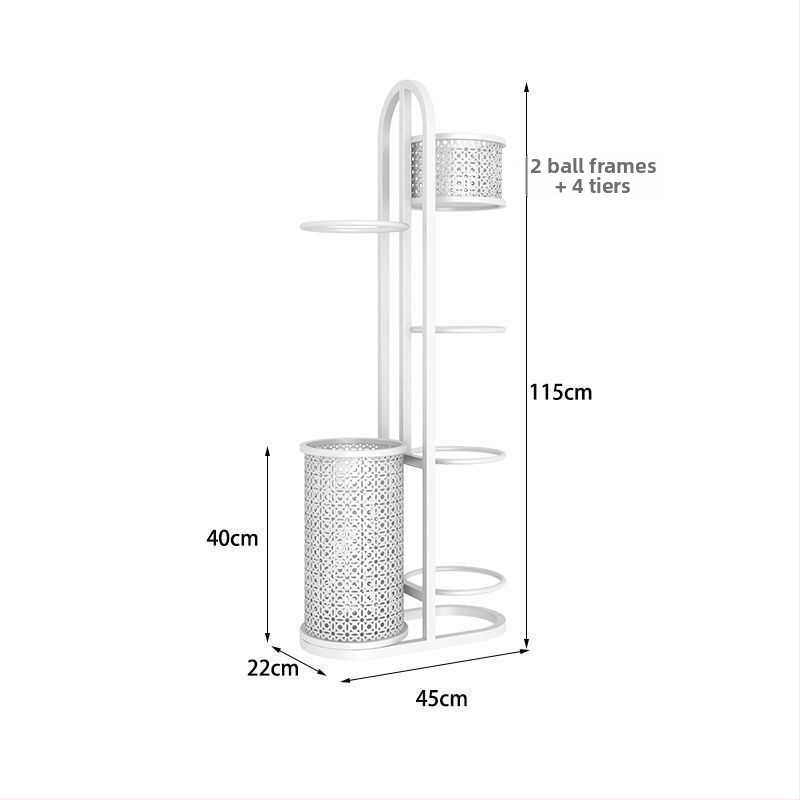 Raft de depozitare pentru echipament sportiv acasă, pentru mingi de baschet, mingi de volei și rachete de badminton