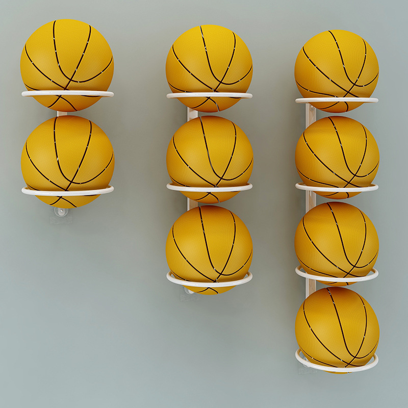 Raft de păstrare a mingilor pentru acasă, montaj pe perete fără găuri, organizator multi-sport pentru baschet, fotbal, volei și badminton — Cod produs Ltao732086521211