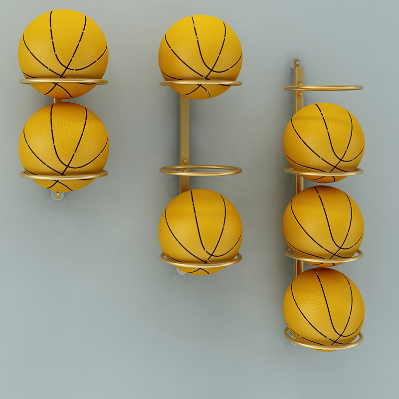 Raft de păstrare a mingilor pentru acasă, montaj pe perete fără găuri, organizator multi-sport pentru baschet, fotbal, volei și badminton — Cod produs Ltao732086521211