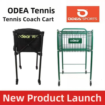 Odea Tenisa bumbu ratiņi – Pārvietojams metāla statīvs, Gumijas materiāls, Riteņi, Bumbu savācējs