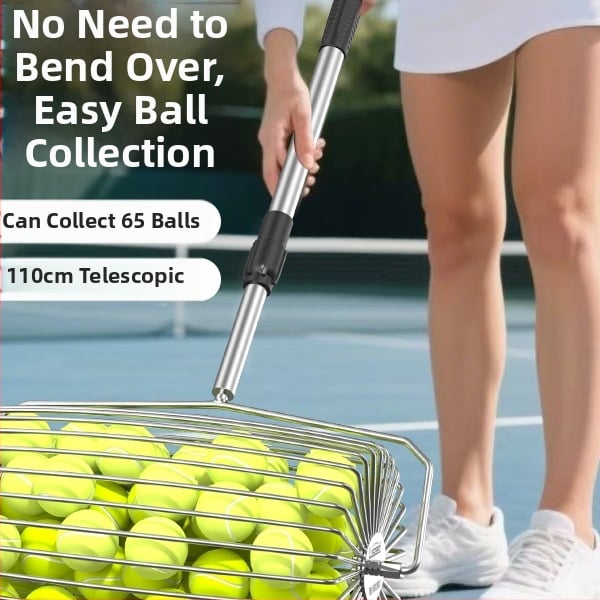 Viegls teleskopiskais tenisa bumbiņu savācējs ar ritināšanas mehānismu