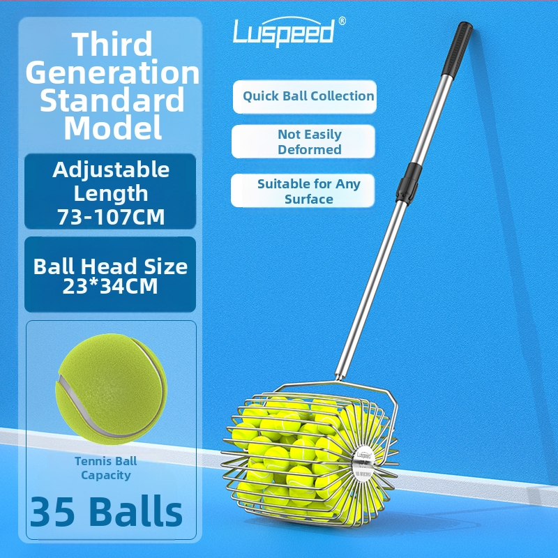 Viegls teleskopiskais tenisa bumbiņu savācējs ar ritināšanas mehānismu