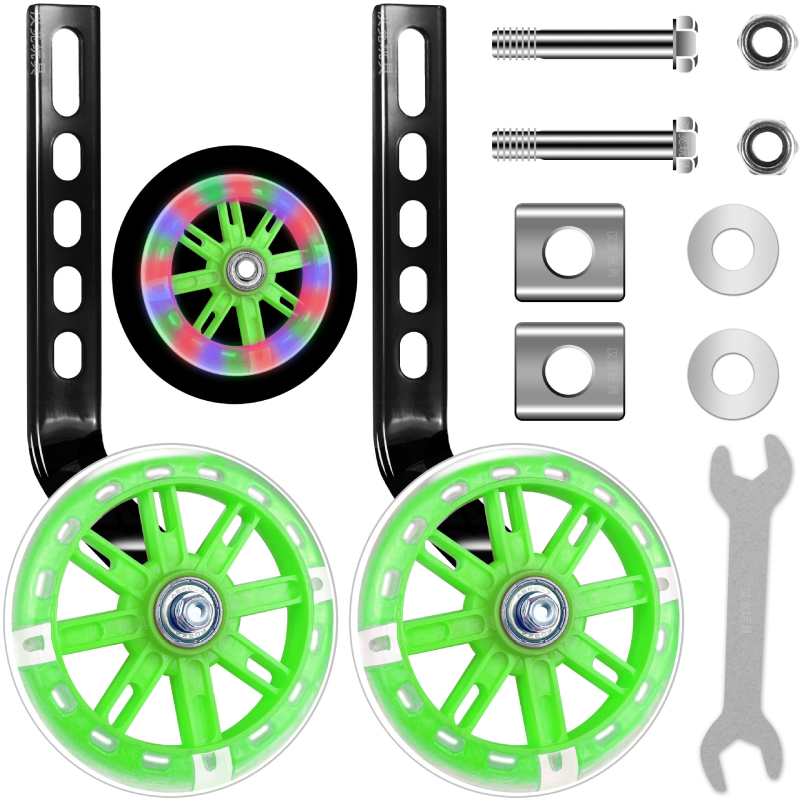 Laste jalgratta abirattad reguleeritava hoidikuga, metallist, vaikne, universaalne